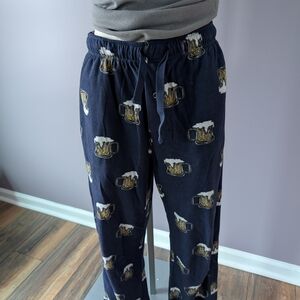 Navy Pajama Pants with Beer Mug Print